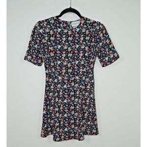 Valencia &‎ Vine Dress Size X-Small Black Floral Amanda Mini Short Sleeve
